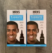 2 Packs Black Hair Color Men's Select Permanent Hair Dye in 5 Minutes - NEW