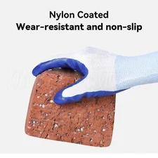 Non-Slip Coated Nylon Work Mittens L Size 9.25" Length Mitts Tool White and Blue