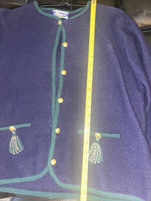 Vintage Pendleton Cardigan Sweater 100% Virgin Wool Large Blue
