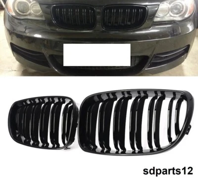 2 Grilles De Calandre Noir Brillant Avant Pour BMW Série 1 E87 E81 E82 2007-2011 - Photo 1/4