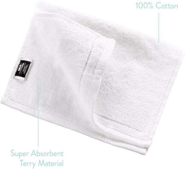 Cotton Fingertip Towel Set 4 Pack 11 x 18 Inches Small White Hand