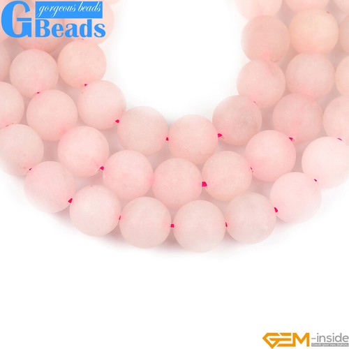 Frosted Natural Rose Quartz Round Loose Beads For Jewelry Making 15" Strand Gb - Picture 6 of 34