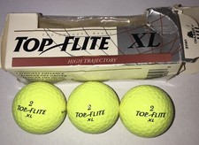 Vintage 1994 Top Flite XL High Trajectory Yellow Golf Ball 3 Pack Made In USA