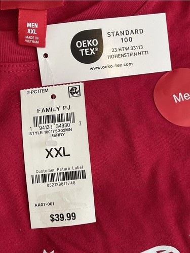 Family PJ's Men's Mix It Merry & Bright Pajamas Set Red Size XXL - 第 2/5 張圖片