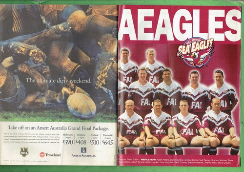 #GG. BIG LEAGUE MAGAZINE 4-10 AUGUST 1998 - MANLY SEA EAGLES TEAM PINUP - Picture 3 of 3