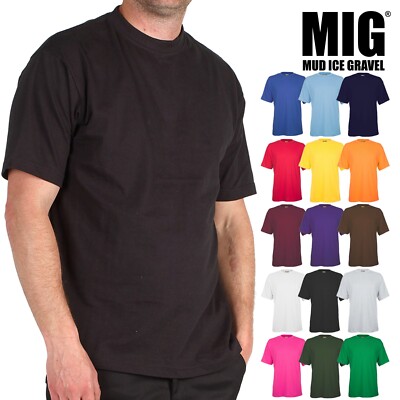 Herren schwarz Arbeit Uni Baumwolle Kurzarm T-Shirt von MIG Größe S bis 4XL
