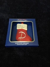 REGENT SQUARE STUDIO DESIGN D INITIAL ENAMEL PATTERN CHRISTMAS HOLIDAY ORNAMENT