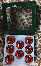 8 Alderbrook Glass Christmas Tree Ornaments Red Vintage Boxed USA
