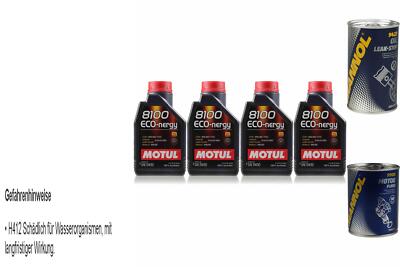 4L Motoröl Motul 8100 Eco-nergy 5W30 1xLeak-Stop+Motor Flush