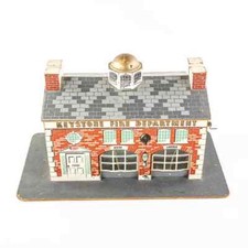 VINTAGE 1950'S Keystone Fire Department Playset Engine House 16" x 9" x 8" VG