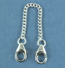 925 Sterling Silver Tight Curb Safety Chain Extender 2 Clasps  Rings Soldered