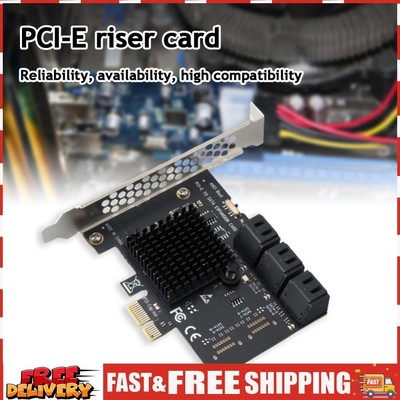 PCI Express 1X to SATA3.0 6 Port Riser PCI-E X1/X4/X8/X16 PCI-E Expansion Card S