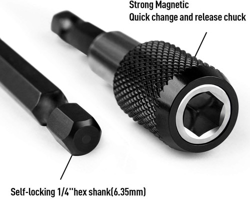 3-Piece Hex Shank Quick Release Bit Holder Set - Magnetic Extension Adapter - Picture 5 of 6