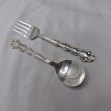 Vtg ONEIDA Community Silverplate Baby Fork Spoon Set Modern Baroque Silverplated