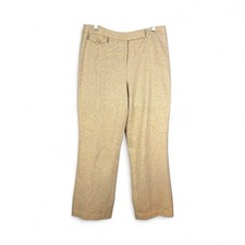 Talbots Wool Blend Dress Pants Italian Career Herringbone Beige Sz 12 Cream Tan