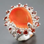 Jewelry gem 14 ct Natural Carnelian Ring 925 Sterling Silver Size 7.5 /R470315