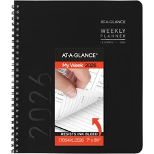 2026 Planner, Weekly & Monthly, 7" x 8.75", Medium, Contemporary Lite, Black ...