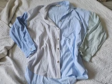 ACOA Boutique Oxford Shirt Womens S Long Sleeve Button Down Stripe Colorblock AW