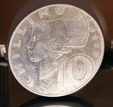 AUSTRIA 1957 10 SCHILLING SILVER 
