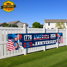USA 250th Anniversary Banner 1776-2026 Flag 4th July Patriotic Decor
