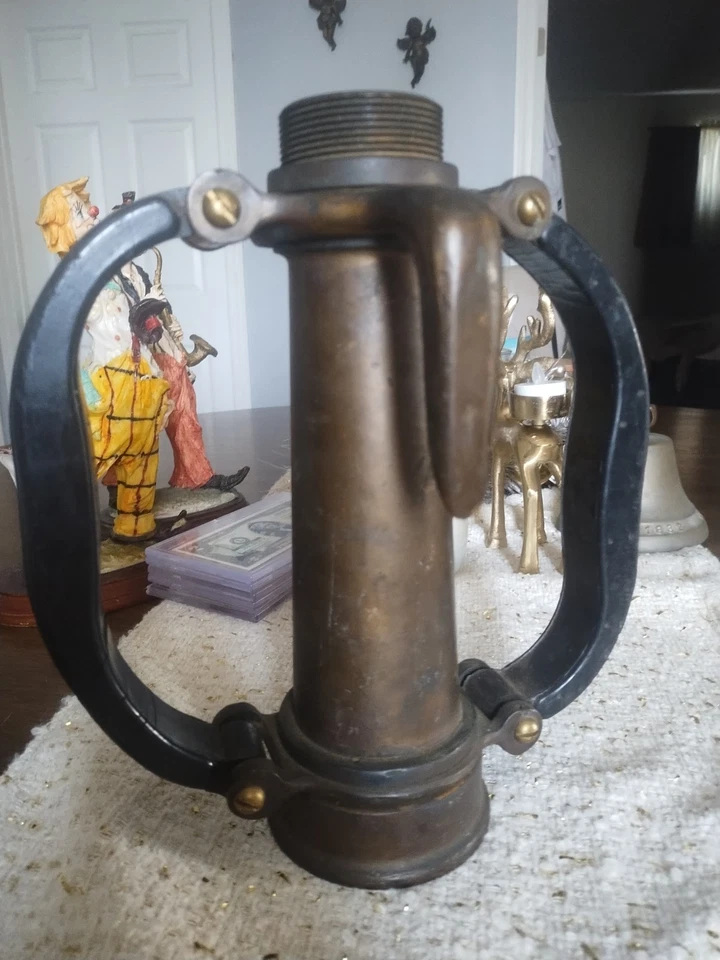 Base de Bocal de Fogo Pesado em Latão Antigo ALÇAS DUPLAS & GANCHO - Imagem 2 de 4