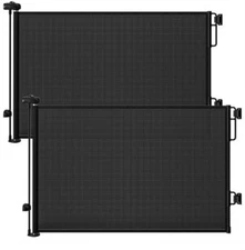 Cumbor 2-Pack Retractable Baby / Pet Safety Gates Black 55" Wide Mesh In Box