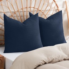 Luxurious 100 Cotton Waffle Euro Shams 26"x26" - Bright Navy Blue, Pack of 2