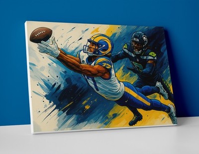 Puka Nacua Poster or Canvas - Puka Nacua Catch LA Rams Wall Art Painting