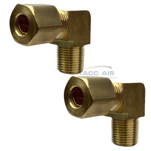 2PC 1/4" Compression x 1/8" MNPT 90 Degree Brass Compression Elbow Pipe Fitting