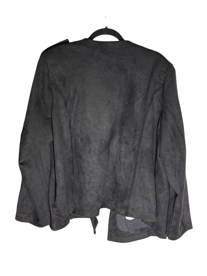 Chaqueta negra de doble botonadura Tahari para mujer 3x imitación cuero Foto 2 de 4