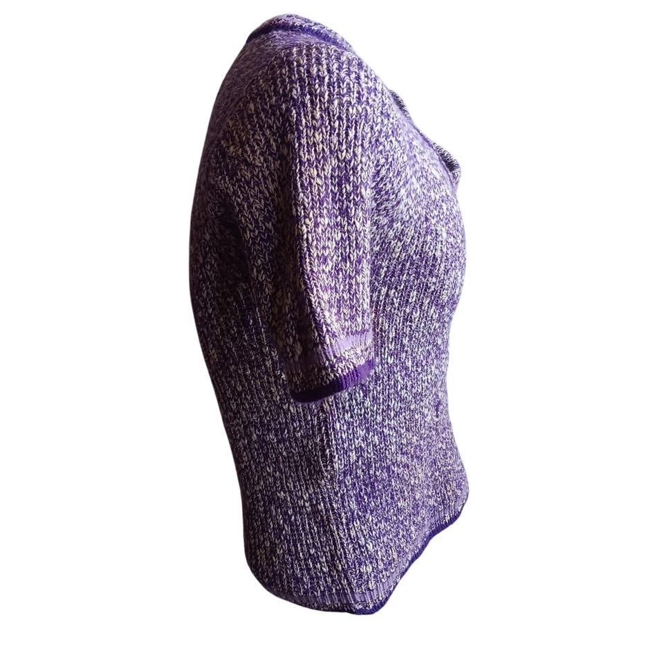 Camiseta Suéter Vintage Años 70 Pequeña Para Hombre Púrpura Acanalada Tejido Groovy Rocker Foto 2 de 4