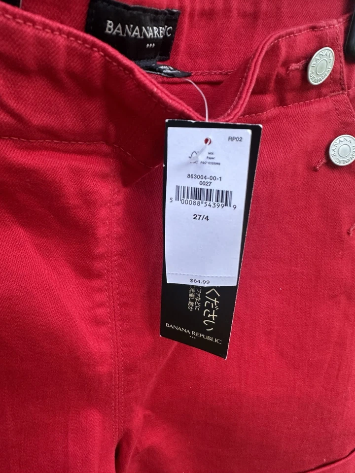 Banana Republic 红色水手纽扣短裤 | 尺寸 4 | 全新带标签 — 第 3/4 张图片