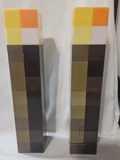 2 MINECRAFT Light-Up Torches 11" ThinkGeek Wall Mount 2012 *Works*