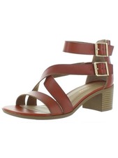 SUN STONE Womens Brown Ankle-Strap Quinn Round Toe Block Heel Sandals 6 M