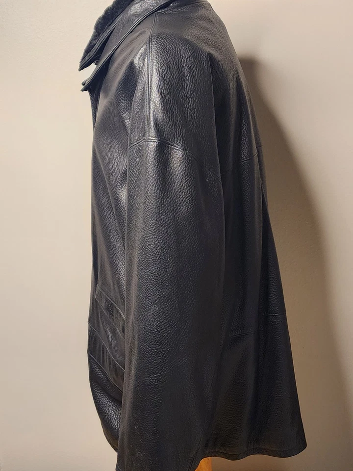 Seraphin Peau Skin Black Leather Jacket Men's Size 58 France Size 48 US (3XL) - Image 3 of 4