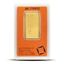 1 oz Valcambi Gold Bar (New w/ Assay)