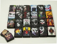 Collectible Joker Design – 24 Pcs Mixed Black Metal Windproof Oil Lighters