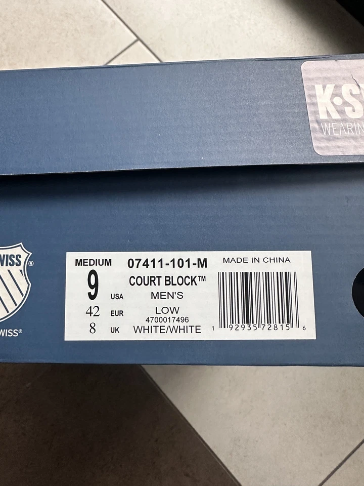 K-Swiss Court Block Herren Sneaker Sportschuh 07411-101-M Weiß, Schuhgröße:42 E - Bild 4 von 4