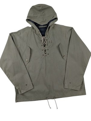 Montedoro Jacke Gr. 42 Vintage Italienisch Kapuze Schnürung Anorak Kittel Khaki