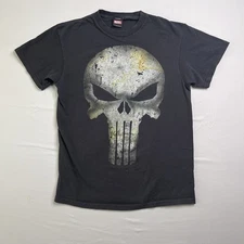The Punisher T-Shirt Mens Medium Black Faded Graphic Marvel X Mad Engine 2011