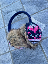 NWT Adjustable Kids Ear Muffs Youth Child Fur CAT JACK Knitted Pink Blue