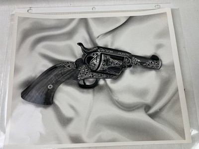 8'' X 10'' Graphite Pencil Drawing Engraved Colt Revoler By John Harding ?