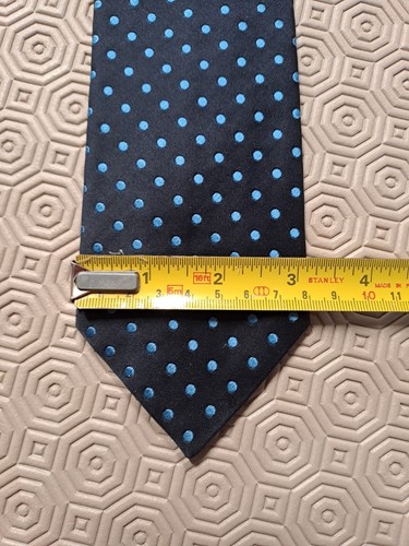 Holliday & braune dunkelblaue Seidenkrawatte. Tupfenmuster Hand Made in England - Bild 4 von 8