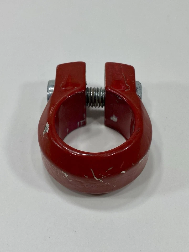 Abrazadera de tija de sillín Schwinn Predator 1988 forma libre roja anillo de tija de sillín BMX de la vieja escuela Foto 2 de 4
