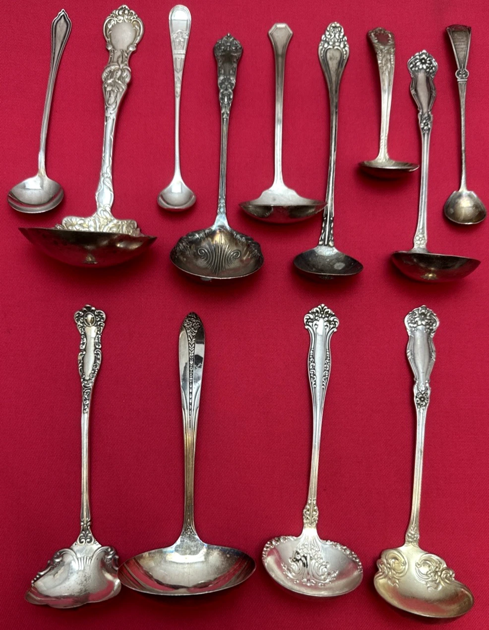 12 Pc Silverplated SMALL LADLES 4.25" - 7" Antique to Vintage Silverplated Mix
