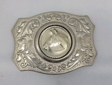 Vintage Chambers Belt Co. Belt Buckle w/ Horse Head Insert Western
