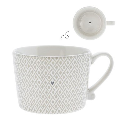 Tasse, Becher CHECK TITANE Webmuster weiß beige für 270ml Bastion Collections