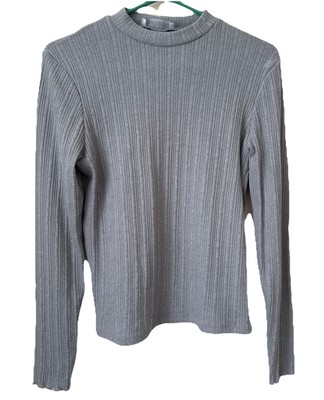 HOLLISTER ladies Knitted Top Jumper Long Sleeve Ribbed Grey L