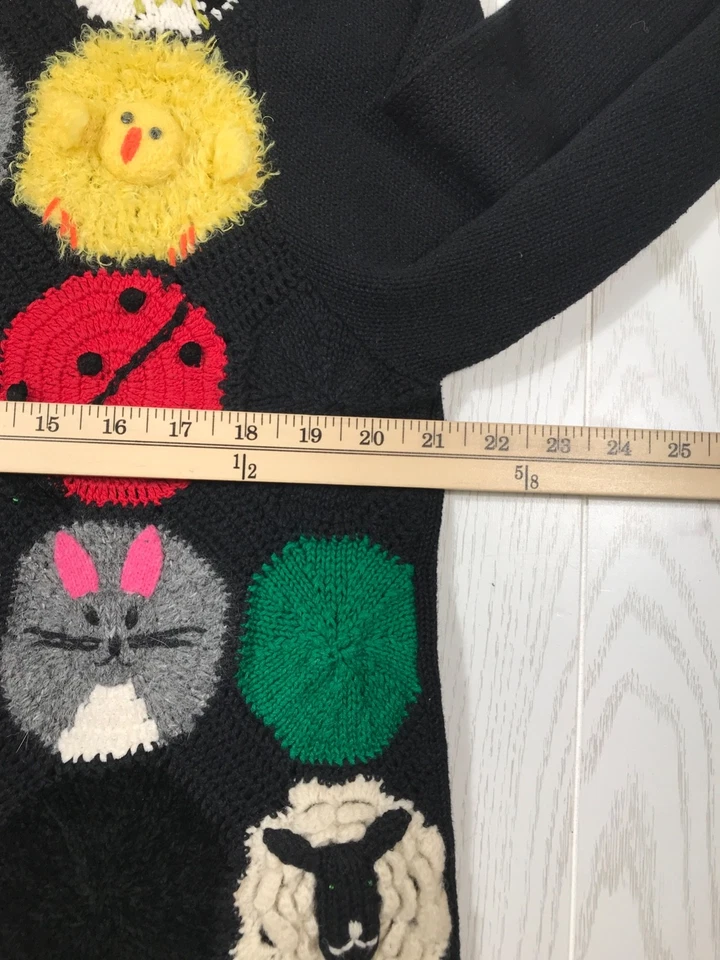 Cárdigan Suéter Vintage Susan Bristol Animales Mujer XL Cremallera Completa Tejido Boho Y2K Foto 4 de 4