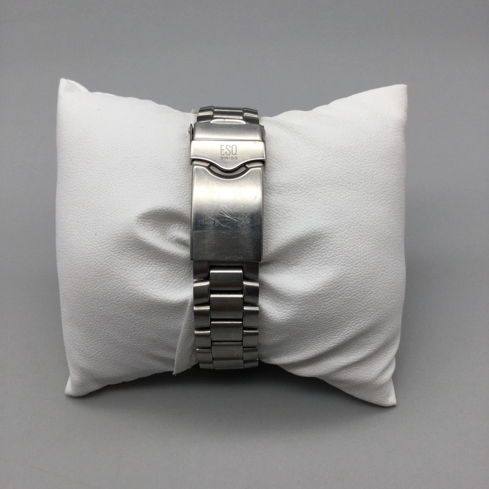 Reloj Suizo ESQ Mujer 27mm Tono Plateado Negro Esfera Redonda Batería Nueva 6" Foto 3 de 4